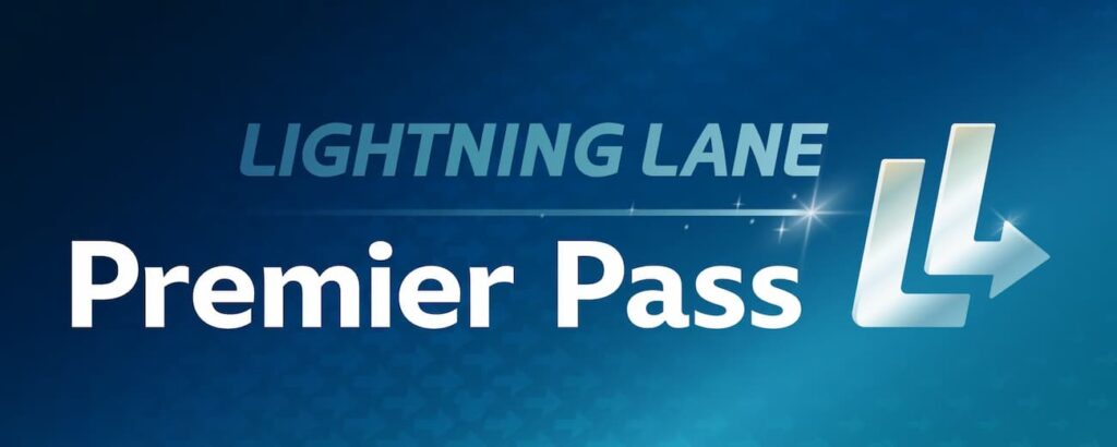 Imagem ilustrativa sobre Lightning Lane Premier Pass, o novo passe de filas rápidas da Disney. Tem um fundo em degradê azul, com dois Ls um em cima do outro em forma de seta, dando a ideia de agilidade e fazendo alusão ao nome do serviço