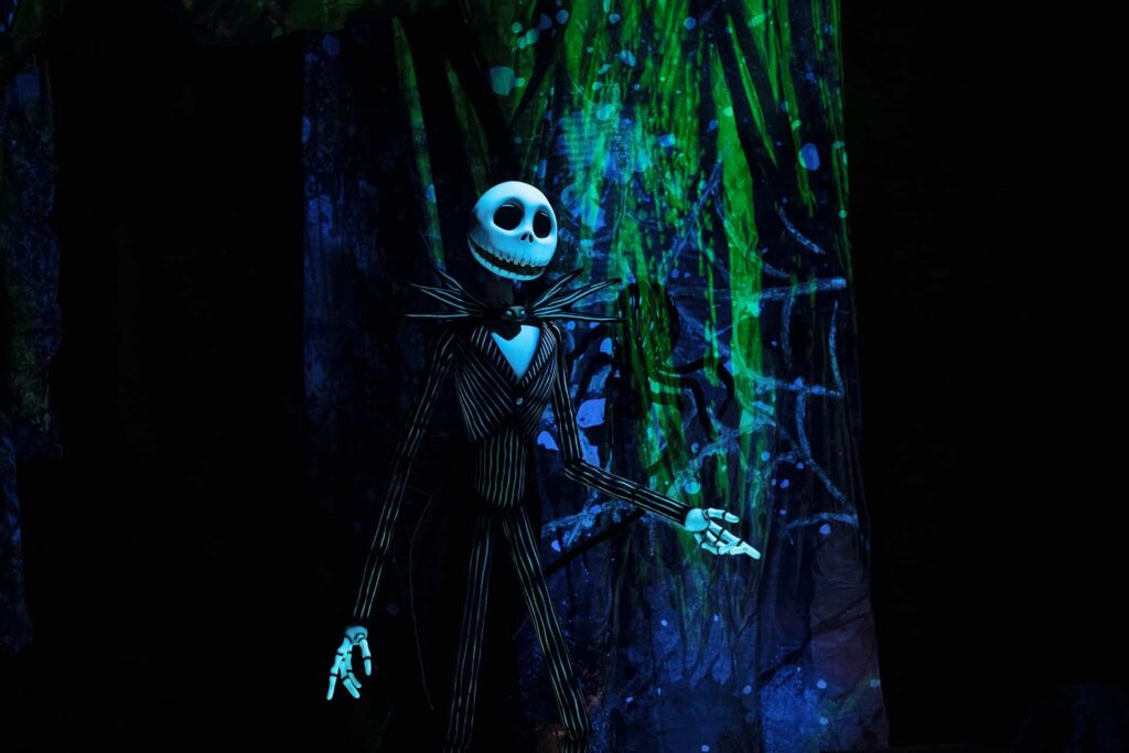 Jack de o estranho mundo de Jack em seu show especial na festa de natal Jollywood Nights que acontece em noites selecionadas no parque da Disney World, Hollywood Studios
