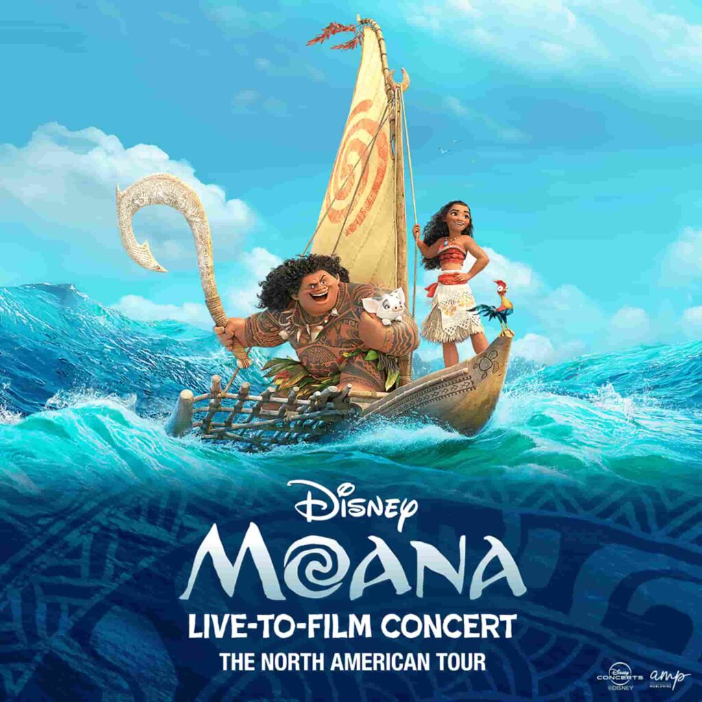Poster de Moana que possui Moana e Maui navegando no mar