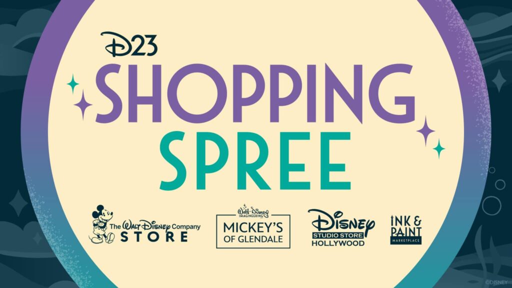 arte de divulgação do Shopping Spree, e lojas que estarão presentes no evento Destination D 2025 com produtos exclusivos