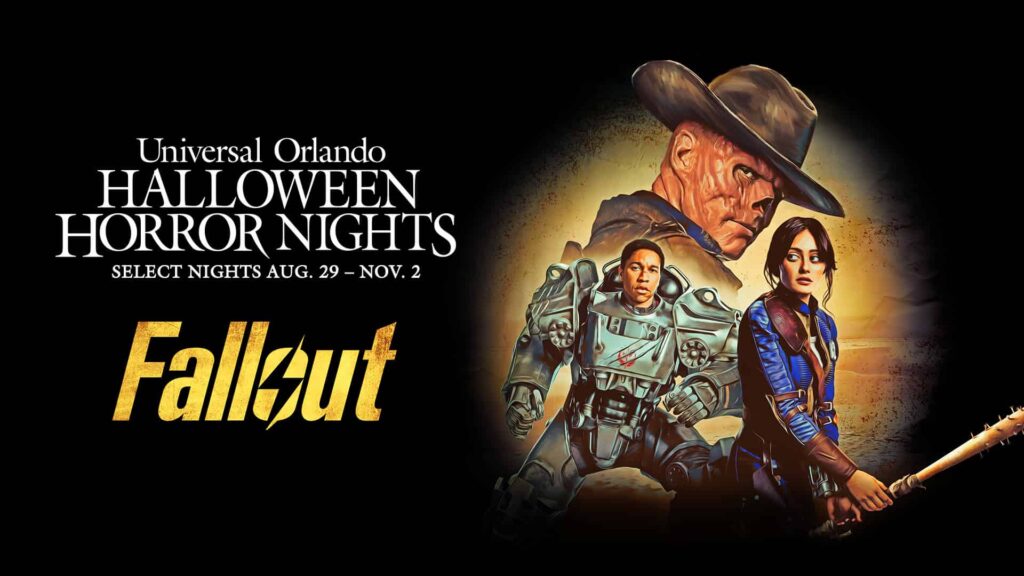 arte de divulgação da casa de horror Fallout no Halloween Horror Nights da Universal Orlando 2025
