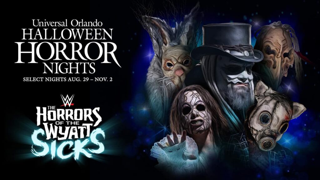 arte promocional da The Horrors of the Wyatt Sicks no Halloween Horror Nights da Universal Orlando 2025