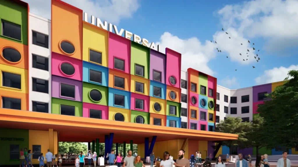 Imagem conceitual do hotel da Universal que ficará no novo resort Kids no Texas