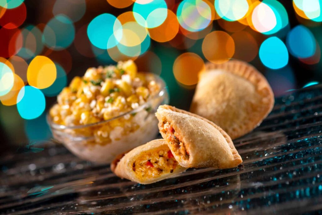 Empanadas do menu especial da festa natalina Jollywood Nights que acontece no Disney's Hollywood Studios