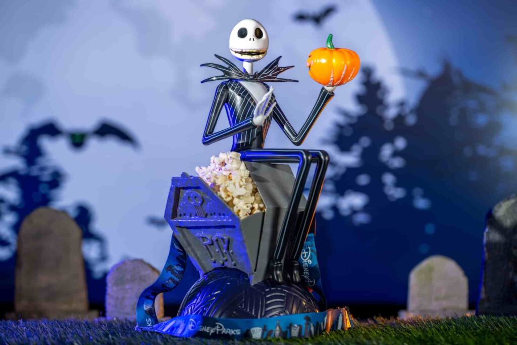 Balde de pipoca do Jack Skellington que será vendido especialmente na festa de natal do Disney's Hollywood Studios, a Jollywood Nights