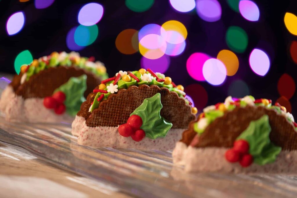 tacos de cookies do menu especial da festa natalina Jollywood Nights que acontece no Disney's Hollywood Studios