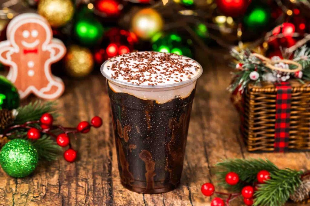 café gelado parte do menu especial da festa de natal da Disney que acontece no parque temático Magic Kingdom a Mickey's Very Merry Christmas Party