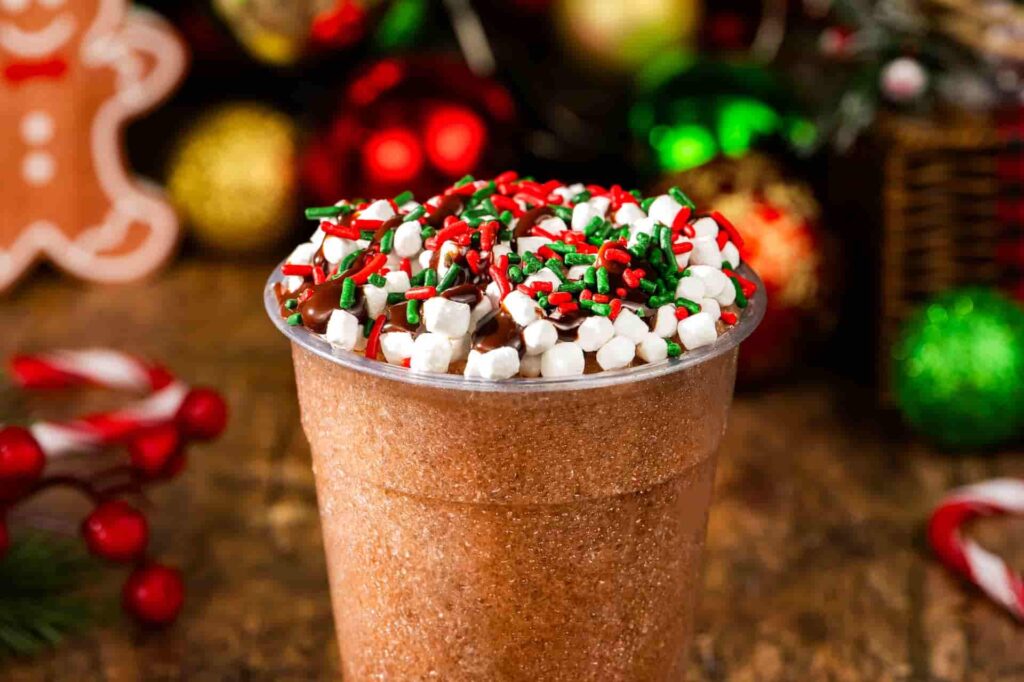 A festa de natal anual do Magic Kingdom na Disney, a Mickey's Very Merry Christmas party que acontece no Magic Kingdom conta com gastronomia exclusiva como chocolate gelado