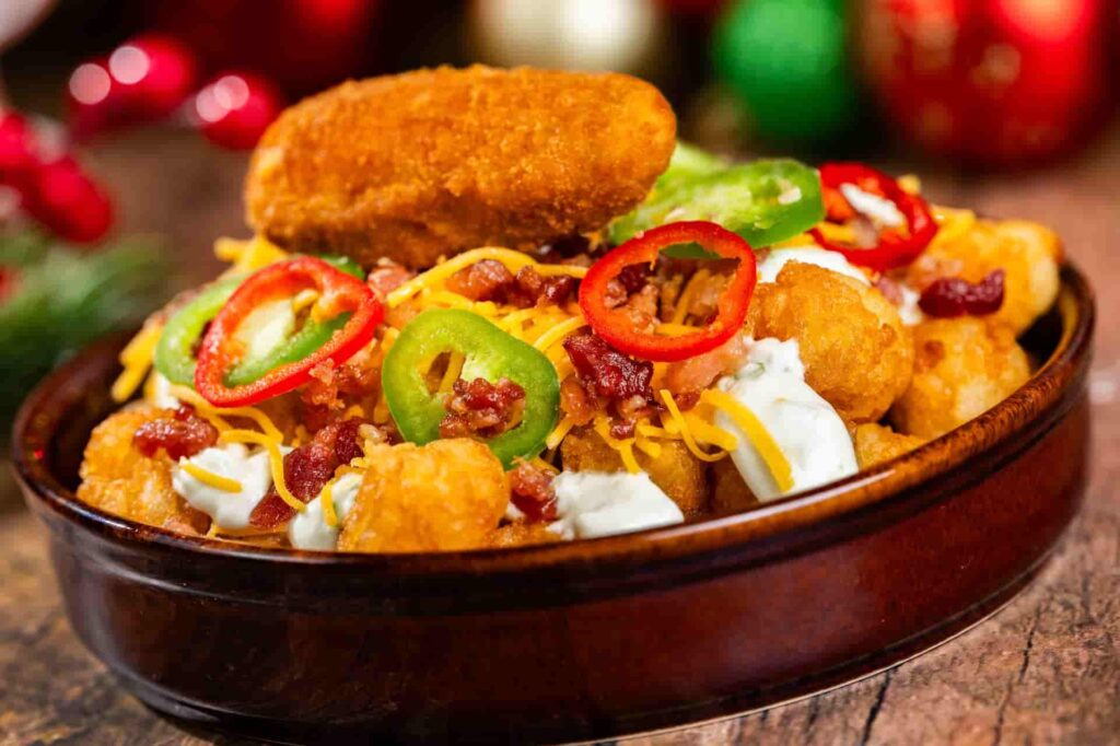 Jalapeno tots parte do menu especial da festa de natal da Disney que acontece no parque temático Magic Kingdom a Mickey's Very Merry Christmas Party