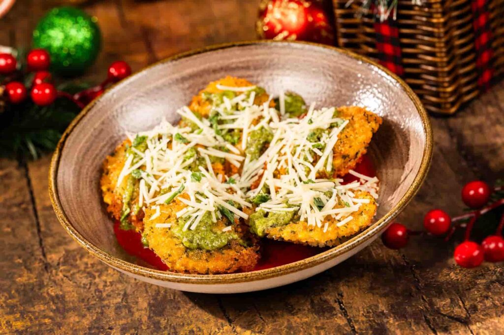A festa de natal anual do Magic Kingdom na Disney, a Mickey's Very Merry Christmas party que acontece no Magic Kingdom conta com gastronomia exclusiva como ravioli