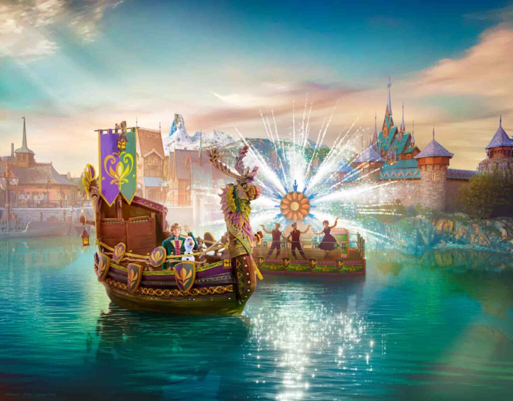 Imagem conceitual de como será o show apresentado na área World of Frozen na Disneyland Paris