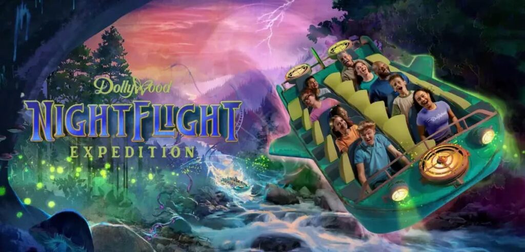 arte conceitual da Nightflight Expedition, nova atração de Dollywood