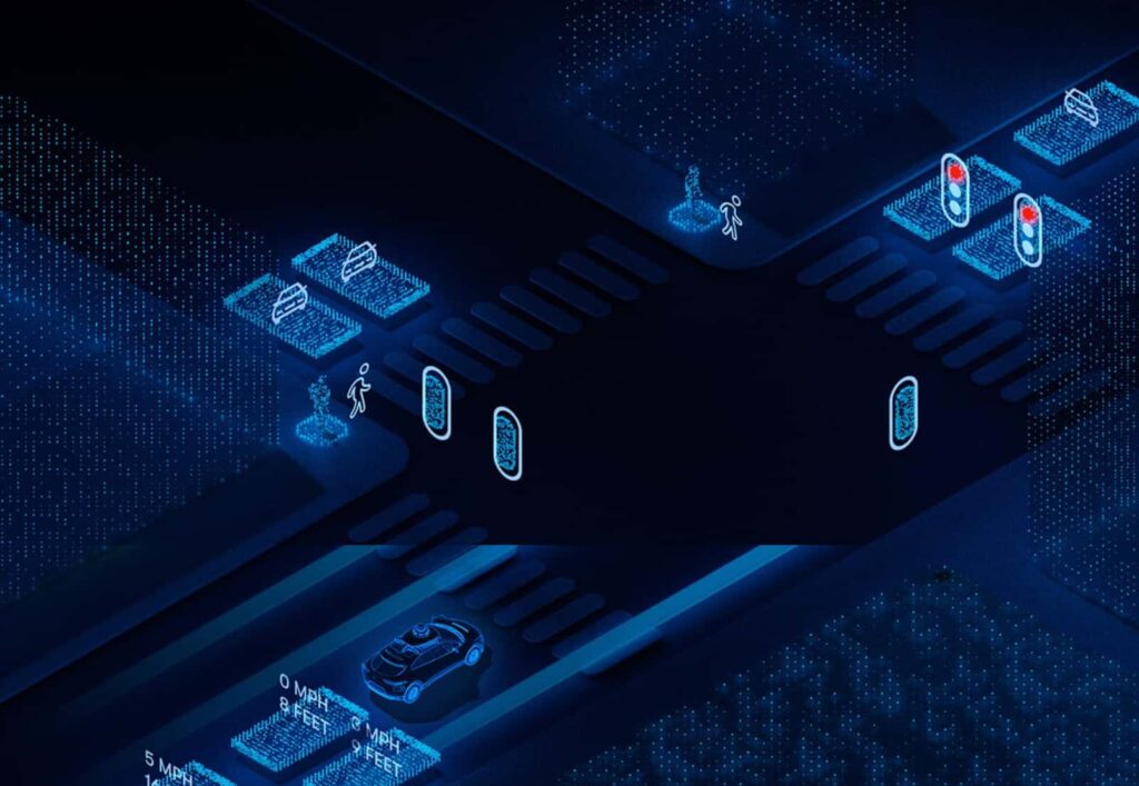 imagem conceitual que explica como funciona o software dos carros autonomos sem motoristas da waymo que chega em orlando