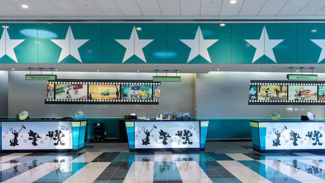 Recepção dos hotéis Disney's All Star, os hotéis econômicos do complexo Walt Disney World Resort
