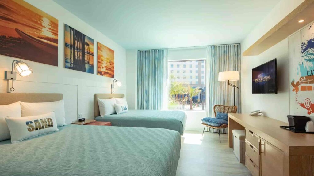 Quarto do hotel Universal's Endless Summer em Orlando, parte do complexo da Universal Orlando