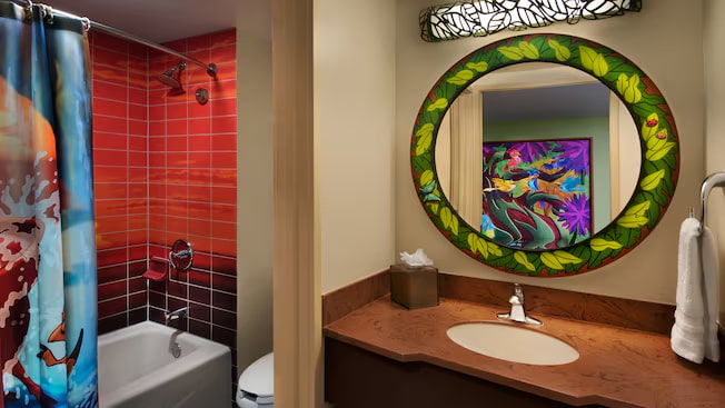 Banheiro do Rei Leão no hotel Disney's Art of Animation no complexo Walt Disney World Resort em Orlando