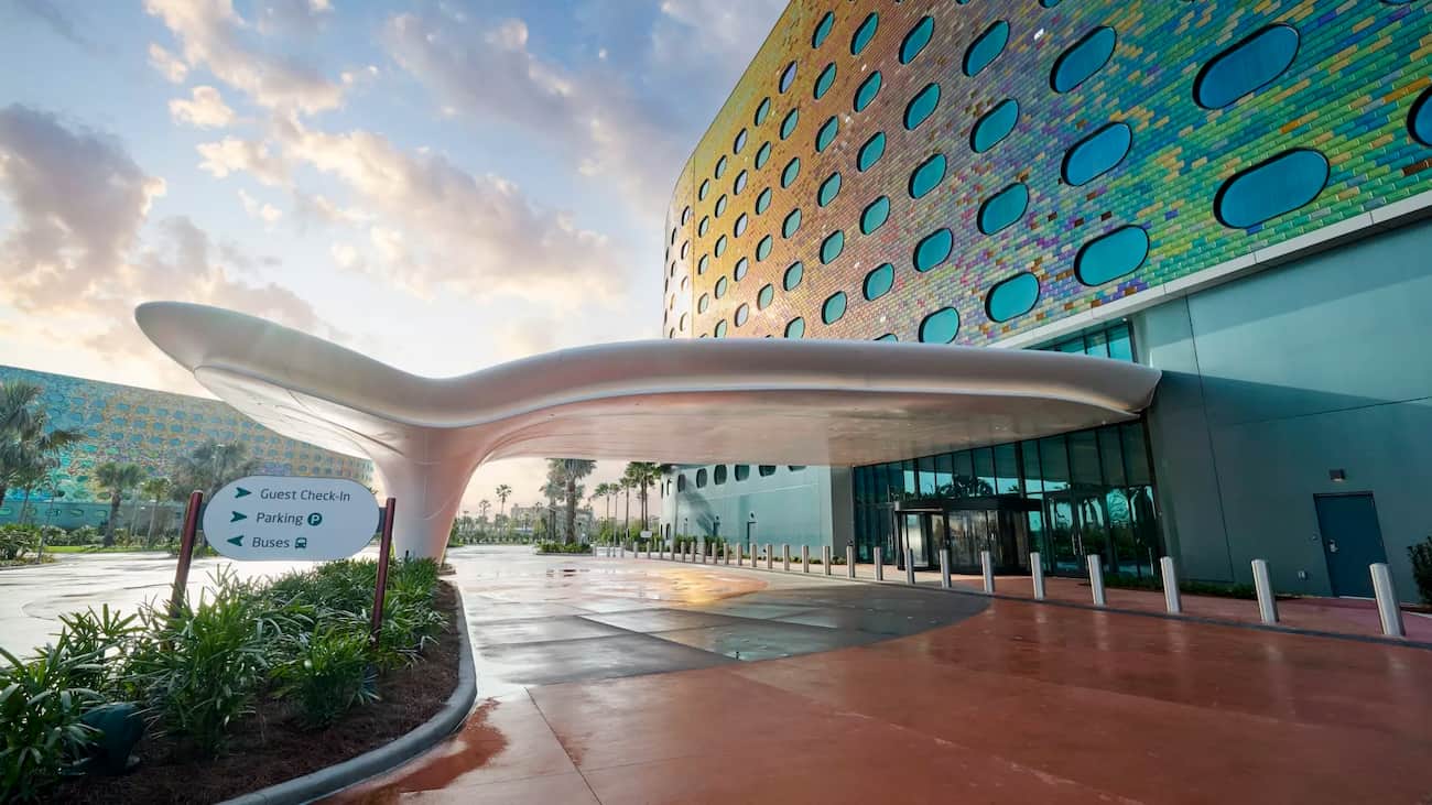 Fachada do Hotel Terra Luna, irmão do Hotel Stella Nova da Universal, na região do Epic Universe