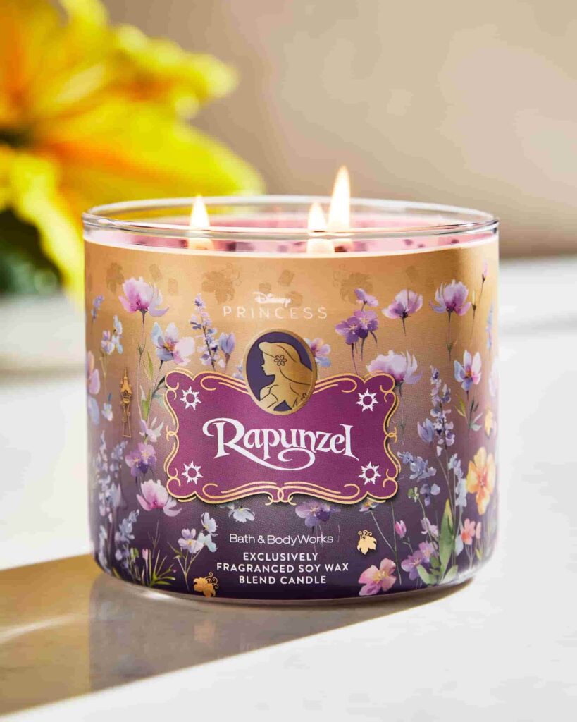 Vela aromática da Rapunzel da coleção da Disney com a Bath and Body Works