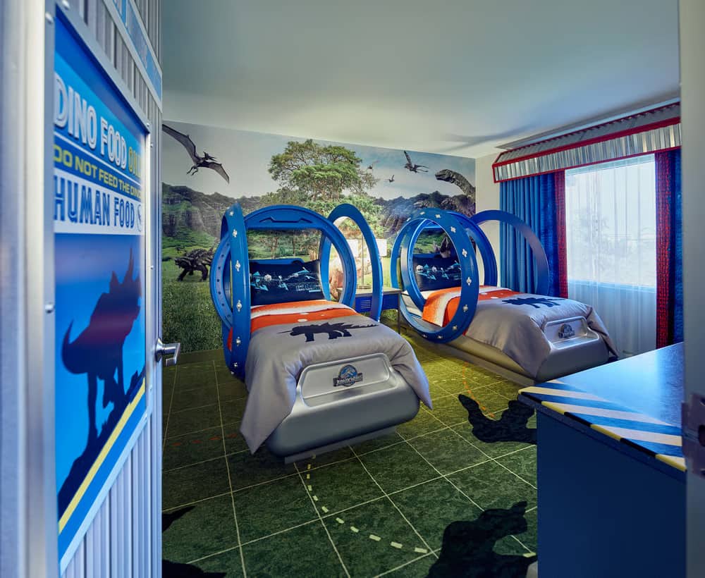 Quarto do Jurassic Park no Hotel Royal Pacific da Universal Orlando é um dos hotéis de luxo do complexo e oferece Express Pass Ilimitado