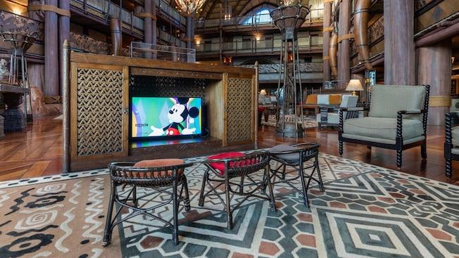 Lobby do Disney's Animal Kingdom Lodge hotel de luxo dentro do Resort Walt Disney World, nas proximidades do parque temático Animal Kingdom