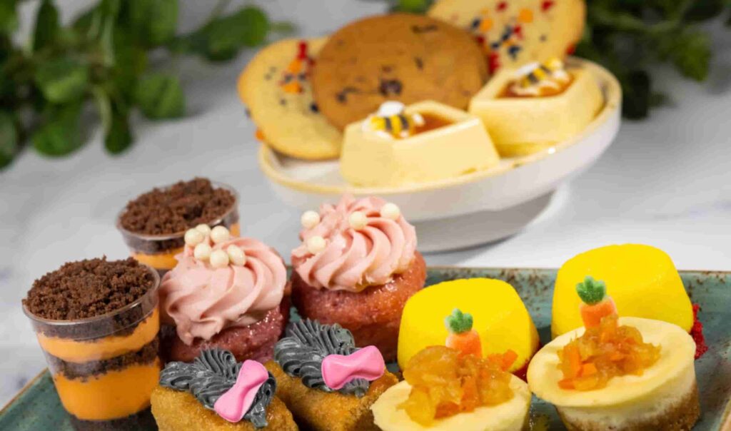 Sobremesa servida no restaurante Crystal Palace onde é possível encontrar o Ursinho Pooh e seus amigos durante refeições no café da manhã, almoço e jantar