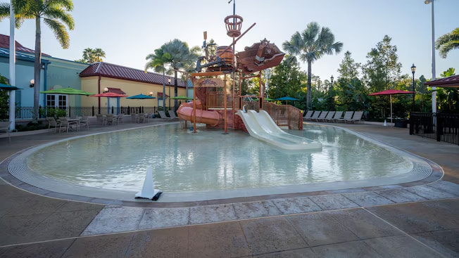 Piscina infantil no Disney's Caribbean Beach Resort, hotel moderado em Orlando no resort Walt Disney World