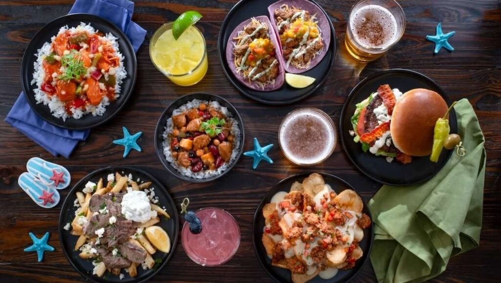 Comidas do menu especial do Seven Seas Festival que ocorre anualmente no SeaWorld Orlando