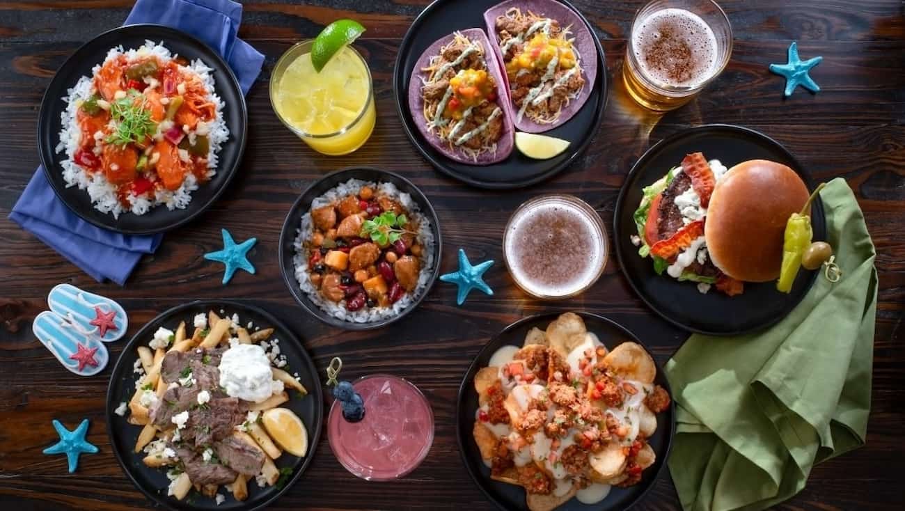 Comidas do menu especial do Seven Seas Festival que ocorre anualmente no SeaWorld Orlando