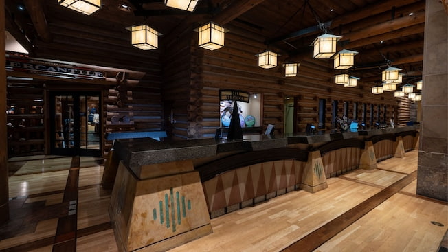 Recepção do Disney's Wilderness Lodge, hotel de luxo dentro do resort Walt Disney World