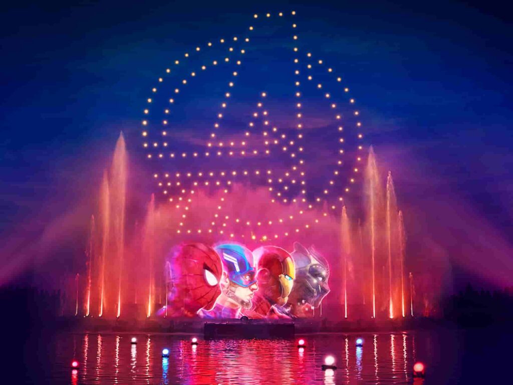 Show de drones dos Avengers na Disneyland Paris