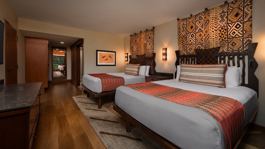 Quarto do do Disney's Animal Kingdom Lodge hotel de luxo dentro do Resort Walt Disney World, nas proximidades do parque temático Animal Kingdom