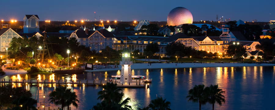 Vista para o Epcot do Hotel de Luxo que fica no Disney's Beach Club Resort em Orlando