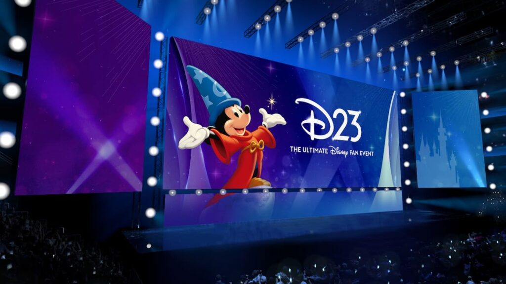 Palco da D23, maior evento de fãs da Disney que ocorre na Califórnia a cada dois anos e é onde acontecem anúncios sobre o futuro da empresa, filmes que vem pela frente, atrações e projetos de expansão dos parques, e muito mais