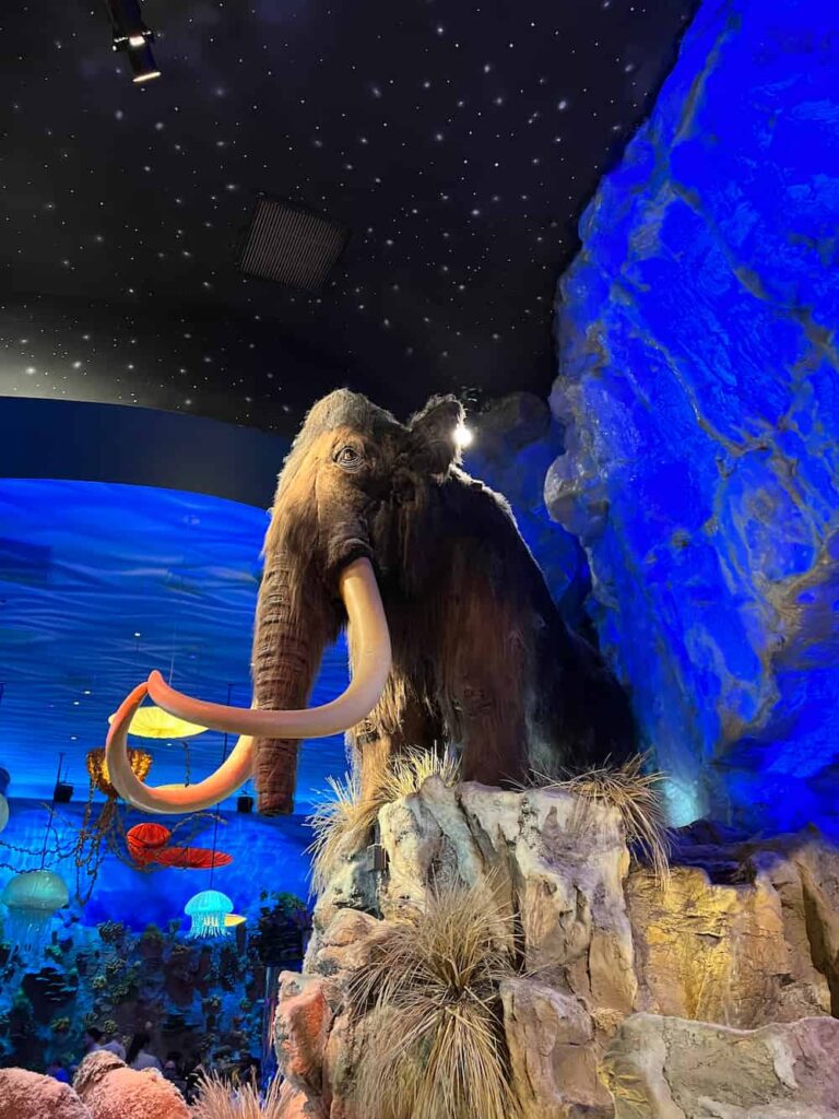 Ambientação do T-Rex localizado em Disney Springs, um restaurante que proporciona uma viagem no tempo para quando ainda existiam dinossauros