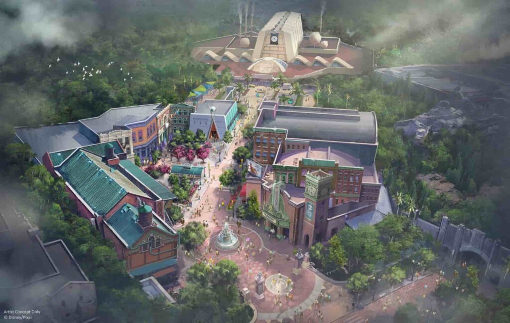 Arte conceitual de como será a área Monstrópolis de Monstros SA que será inaugurada em breve no Hollywood Studios