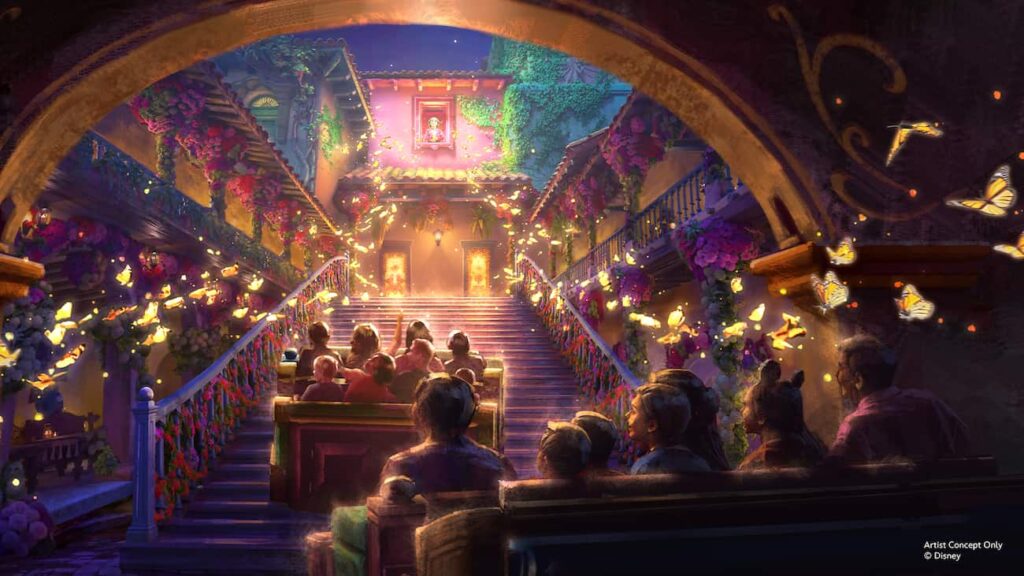 Arte conceitual de como será por dentro da Casita, atração de Encanto que fará parte da nova área Tropical Americas no Disney's Animal Kingdom Theme Park