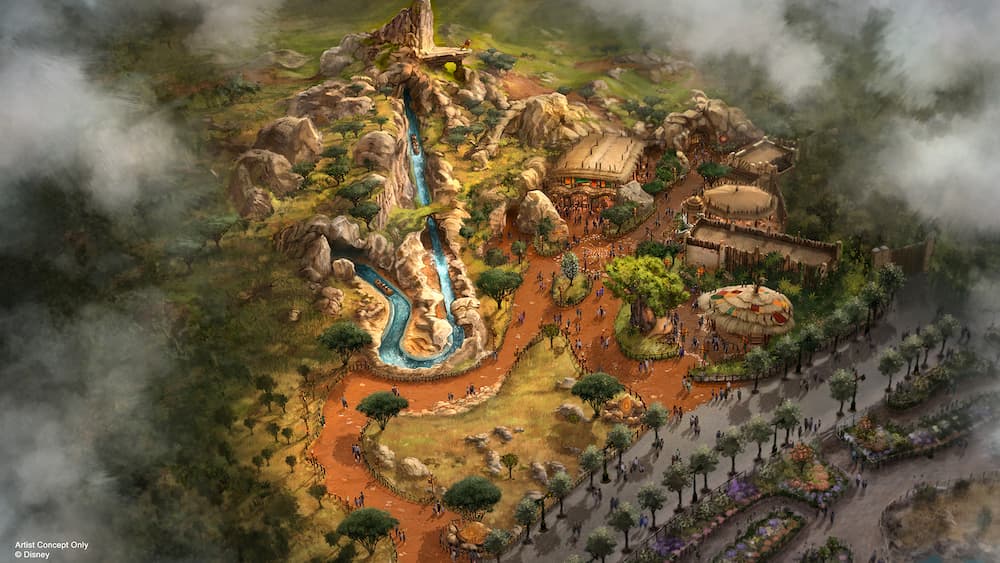Arte conceitual de como será a nova futura atração do Rei Leão na Disneyland Paris