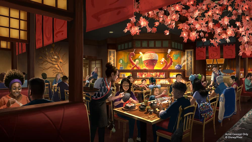 Arte conceitual de como será o restaurante de Monstrópolis no Disney's Hollywood Studios