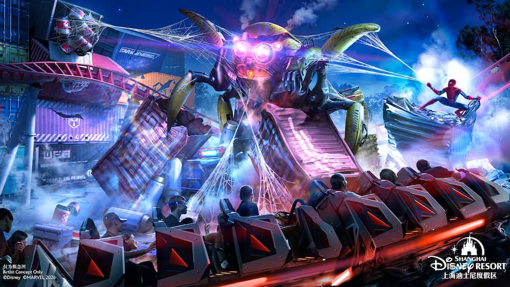 Arte conceitual da nova atração dos Avengers na Disneyland Shangai