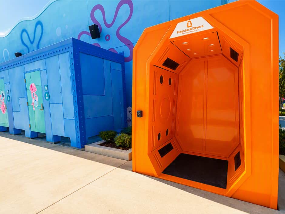 Secadoras de pessoas gigantes no parque Universal Kids Resort no Texas