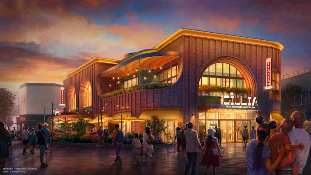 Arte conceitual de como será o Casa Giulia no Disney Village na Disneyland Paris