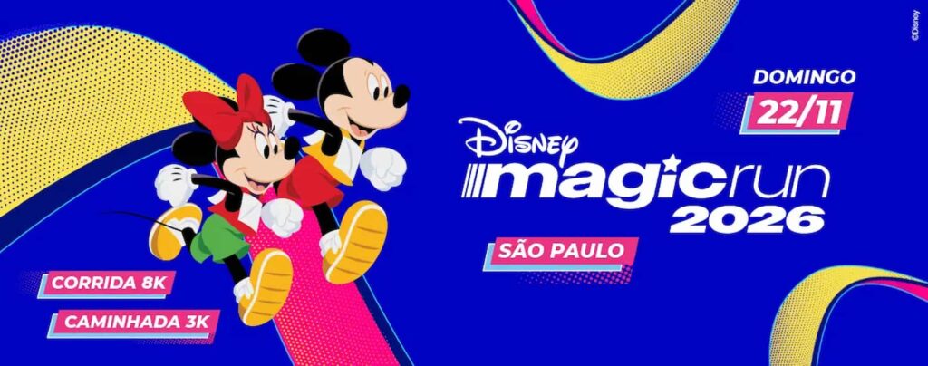Disney Magic Run São Paulo 2026 - Mickey e Minnie Correm juntos