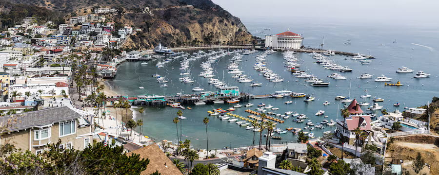 Avalon Harbor em Catalina, uma das paradas do Cruzeiro Disney que sai de San Diego