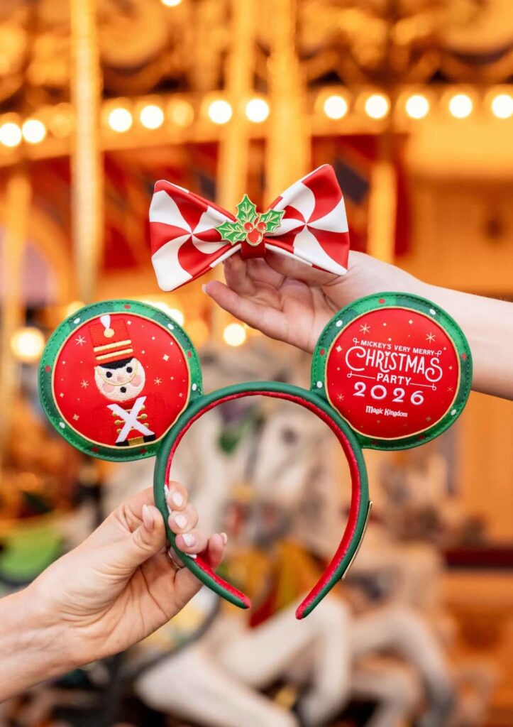 Orelinhas especiais de merchandising especial da festa de natal do Magic Kingdom Mickey's Very Merry Christmas Party 2026