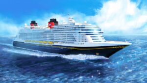 Imagem ilustrativa do novo navio da Disney o Imagination que vai navegar no Japão em 2029