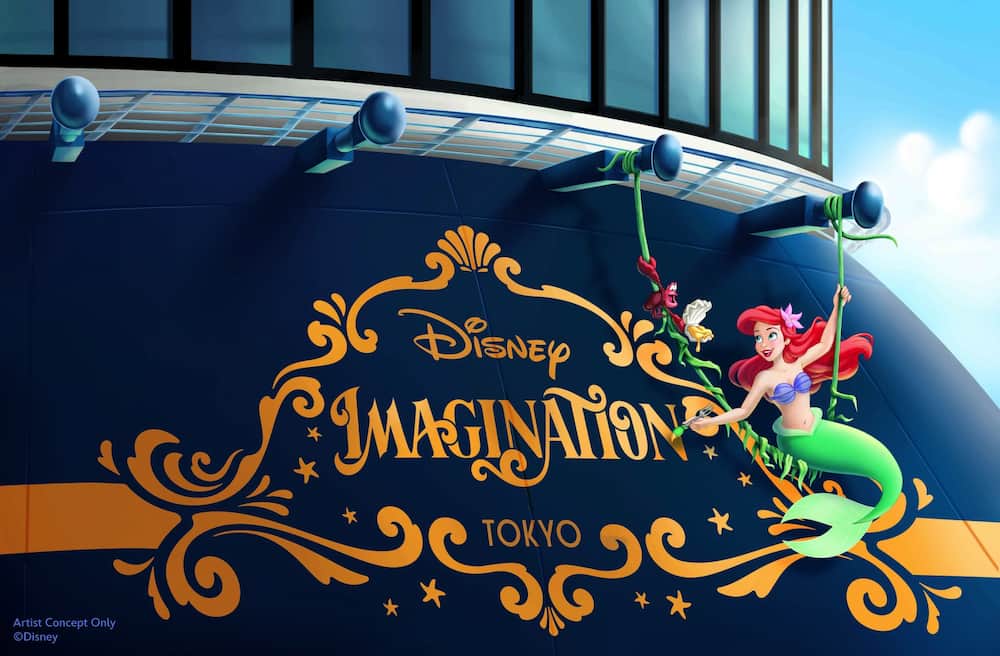 Imagem ilustrativa do novo navio da Disney o Imagination que vai navegar no Japão em 2029